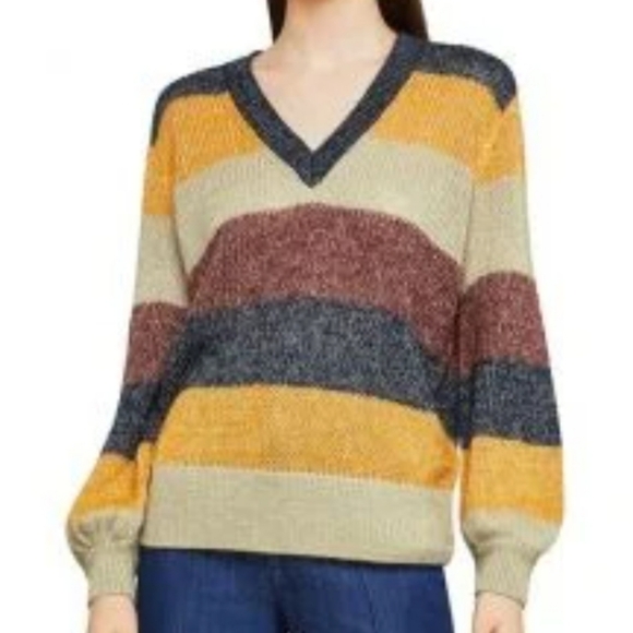 BCBGMaxAzria Sweaters - + Striped V-Neck Sweater